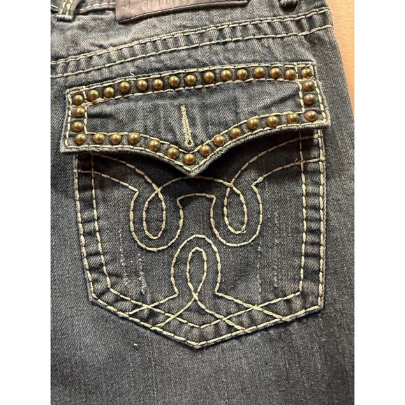 Lamasini Jeans Mens Distressed Embroidered Y2K Grunge 34W 29L - Picture 7 of 13